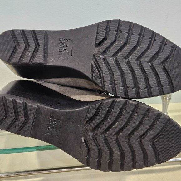 SOREL After Hours Wedge Heels Boots Women's Size 9 Taupe Gray Suede Lace Up - Picture 11 of 13